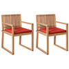 GARTENSTUHL 2er-Set Hellbraun/Red Sassari Premium - Hellbraun/Rot, Holz (54/80/59cm) - Beliani