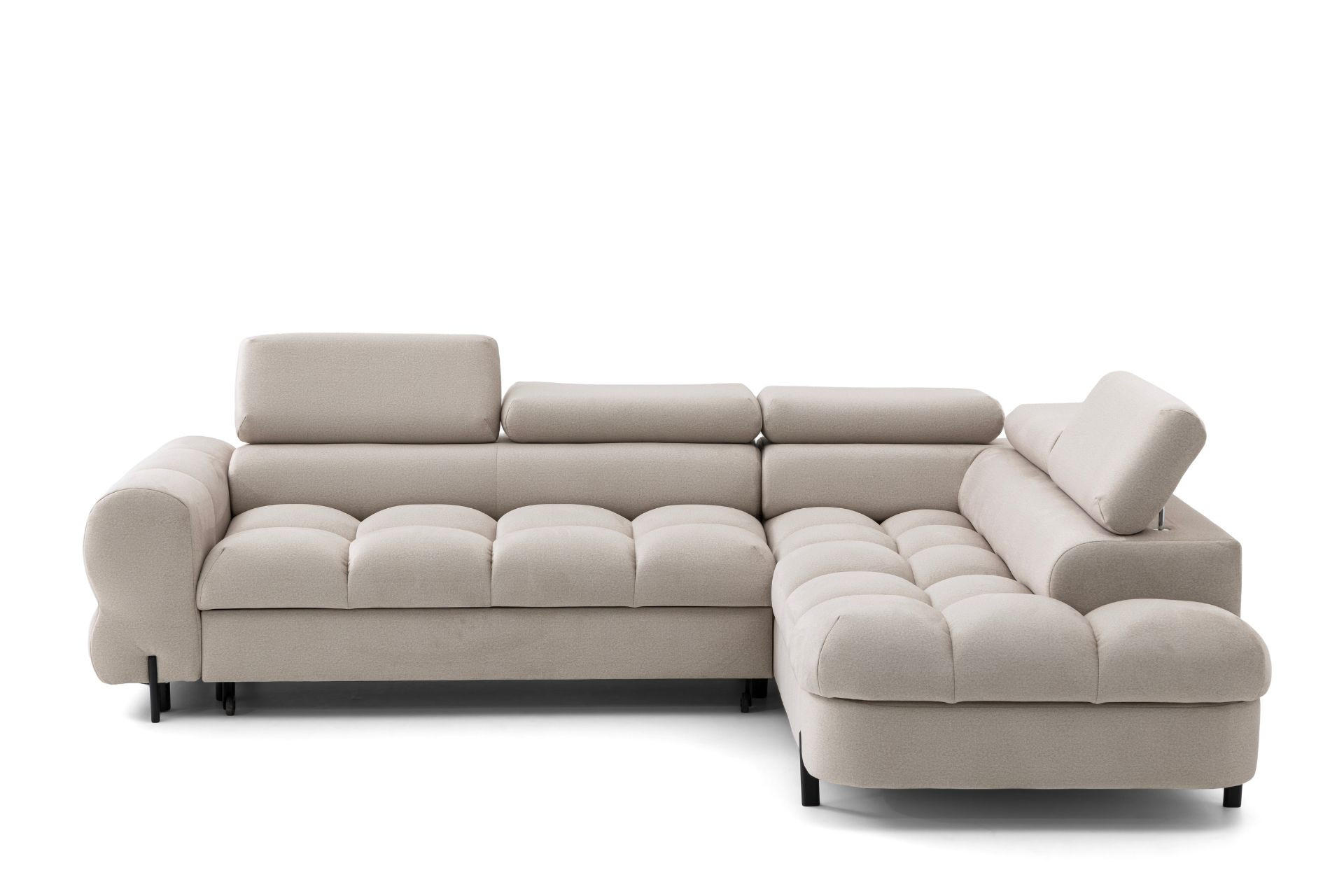 ECKSOFA BOWL L Rechts mit Schlaffunktion 125x195 Velours Creme - Creme/Schwarz, Holz/Textil (195/260cm) - Muffo