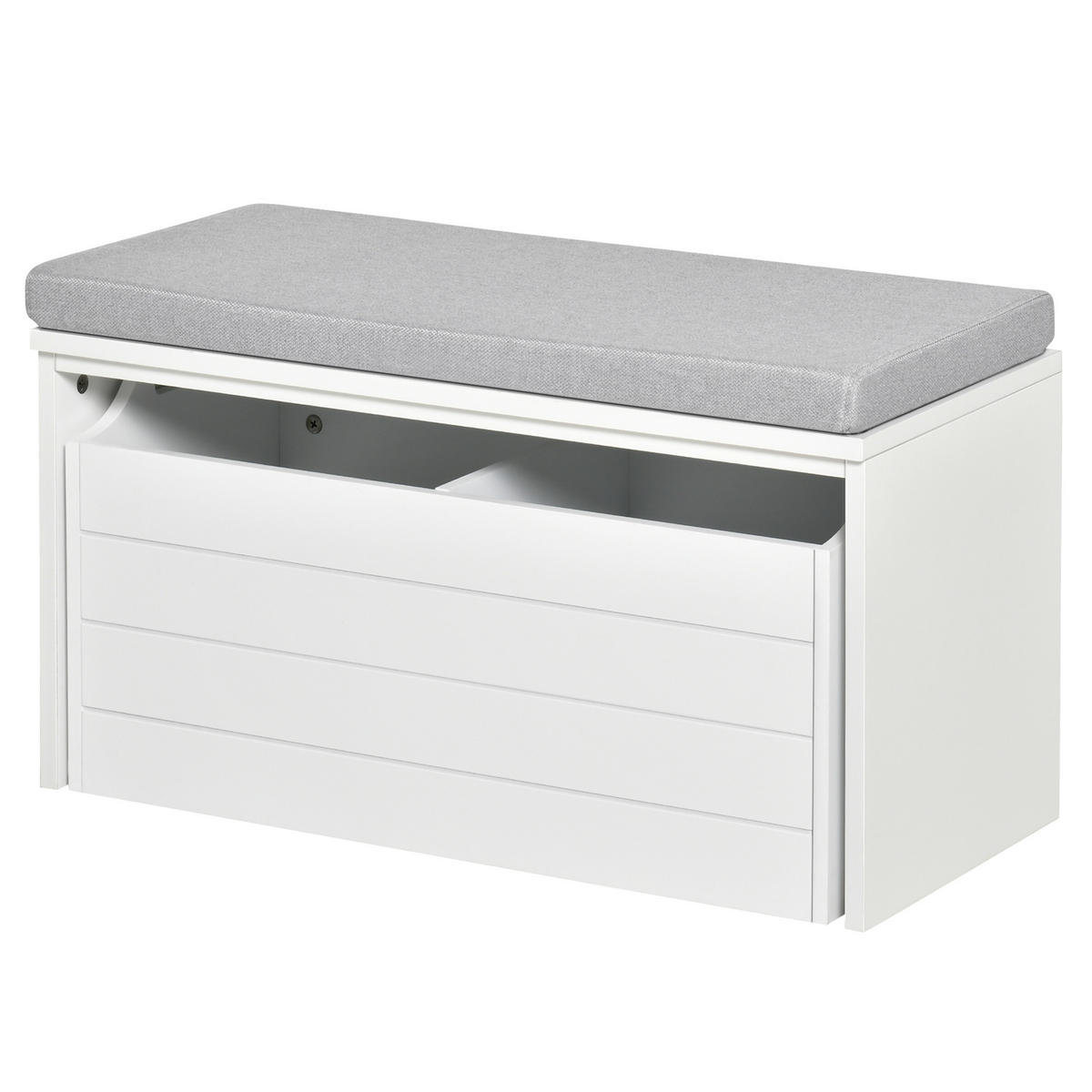 SCHUHBANK Weiß Grau 69/32/40 cm - Weiß/Grau, Holzwerkstoff (32/40/69cm) - PANGIVO