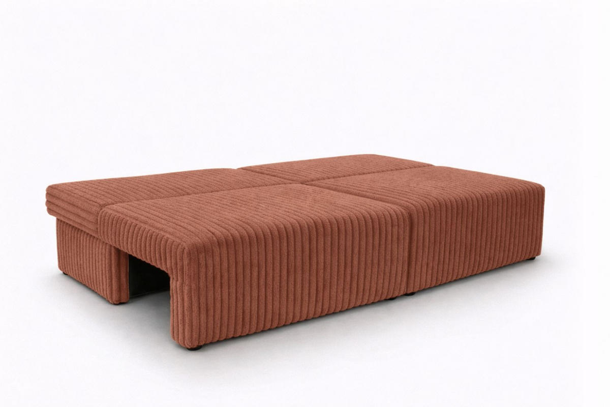 SOFA Mit Schlaffunktion Und Bettkasten, Cordstoff Tilia, Kupfer, BEST MINI - Orange, Holz (200/83/98cm) - Kaiser Möbel