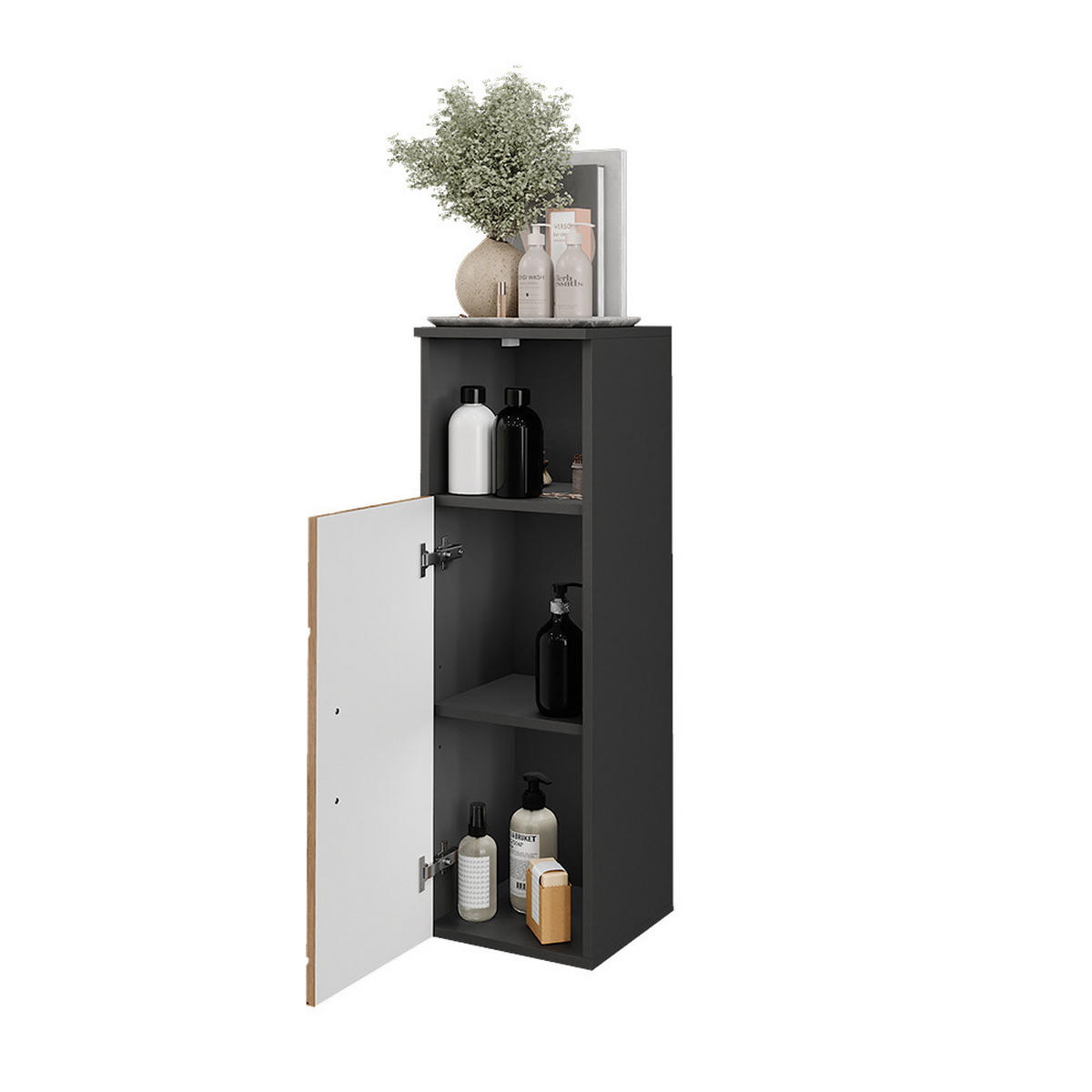 MIDISCHRANK Irma Anthrazit/Artisan 30 x 93 cm mit 1 Tür - Anthrazit/Eiche Artisan, Holzwerkstoff (30/93/30cm) - Vicco