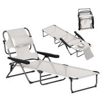 SONNENLIEGE Klappbare Gartenliege mit 4-fach verstellbarer 145 x 72 x 89 cm ,Creme - Creme, Metall (145/89/72cm) - Vallsero
