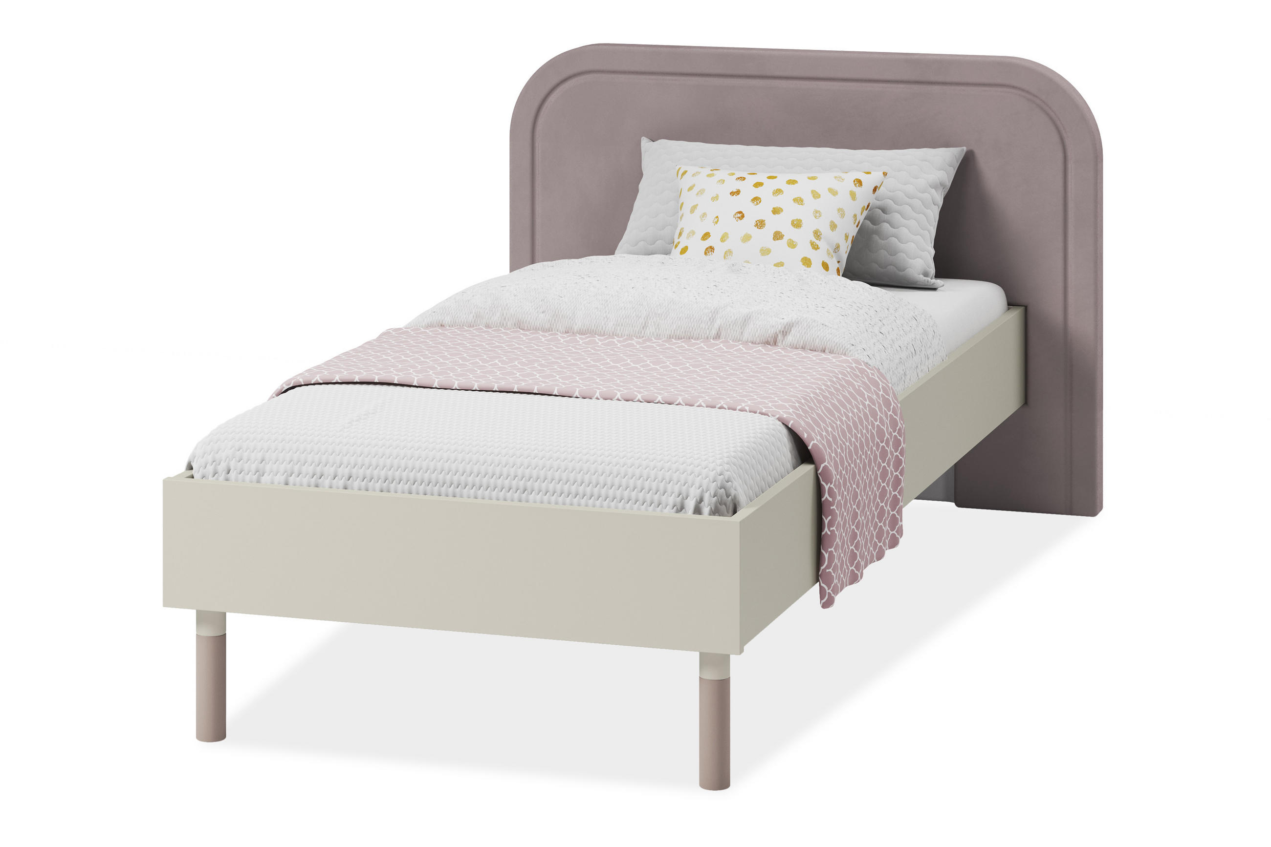 JUGENDBETT CATTA, Bett mit Gestell , Creme/beige - Beige/Creme, Holz (90/200cm) - KONSIMO®
