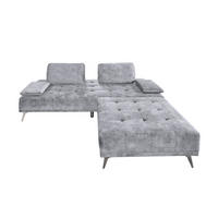 SOFA MIT HOCKER WIOLO Grau Velvet - Silberfarben/Grau, Textil/Metall (240/80/110cm) - KAWOLA