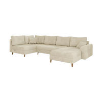 WOHNLANDSCHAFT Sigurd Beige Chenille - Ottomane rechts - Beige/Braun, Holz/Textil (310/81/161cm) - S-Style Möbel