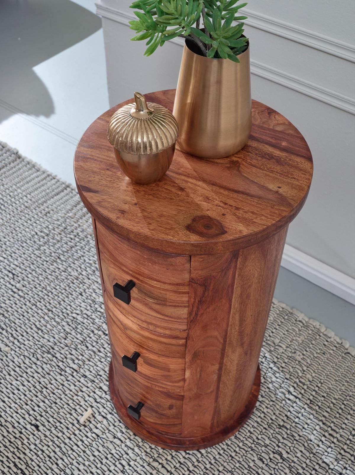KOMMODE – Massivholz, 3 Schubladen, rustikal - Braun, Holz/Metall (35/65/35cm) - KADIMA DESIGN