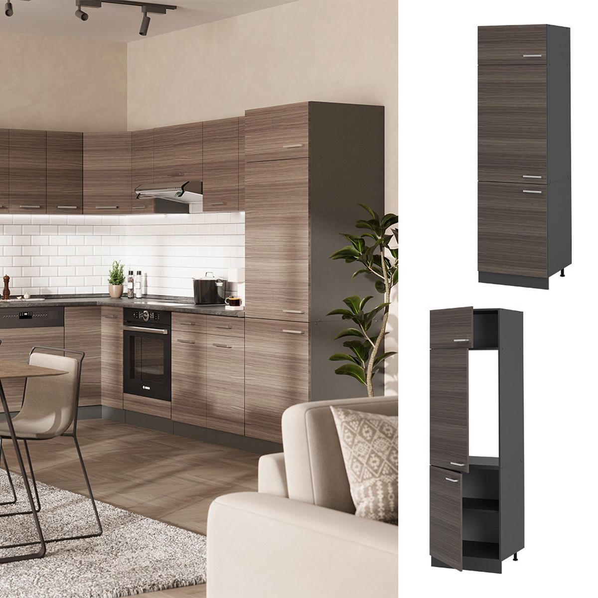 Anthrazit/Grau, Holzwerkstoff (60/206.8/57.2cm) - Vicco