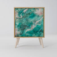 SIDEBOARD ABSTRACT ALCHEMY, Eichefarben, 57,5x42x77,5 cm, Schräge Buchenholzfüße - Eichefarben/Buchefarben, Holzwerkstoff/Buchenholz (57.5/77.5/42cm) - SpaceRebels