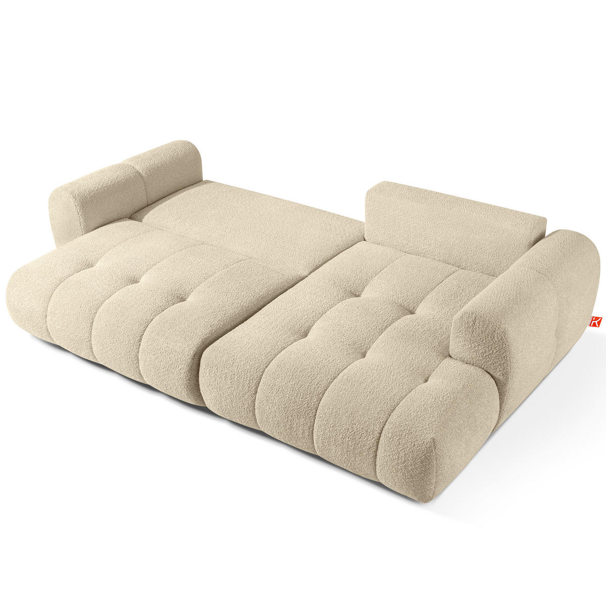 ECKSOFA RECHTS LIRA, Hellbeige, Bouclé - Beige, Holz/Holzwerkstoff (295/112cm) - KONSIMO®