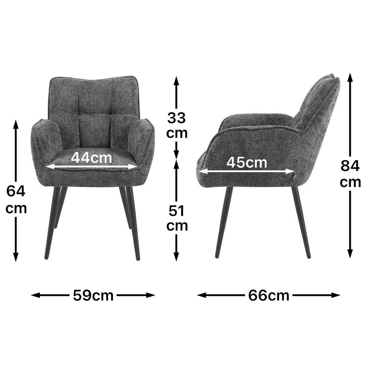 ESSZIMMERSTUHL Mika-Miro - Schwarz/Grau, Textil/Metall (59/84/66cm) - DUBI Möbel