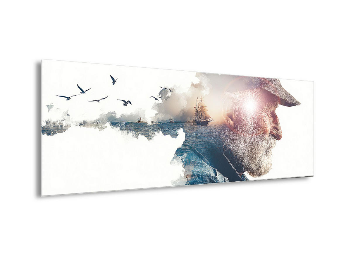 GLASBILD 80x30 cm Seemann maritim - Blau, Glas (80/30cm) - artissimo