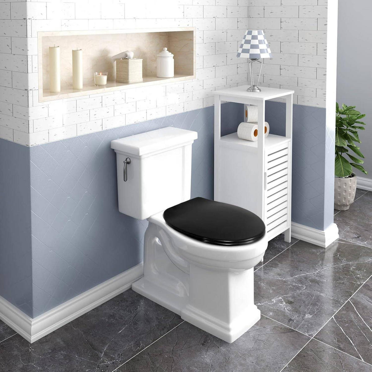 WC SITZ mit Absenkautomatik, Antibakteriell Oval, Duroplast - Schwarz, Kunststoff (37/2.51/45cm) - Woltu