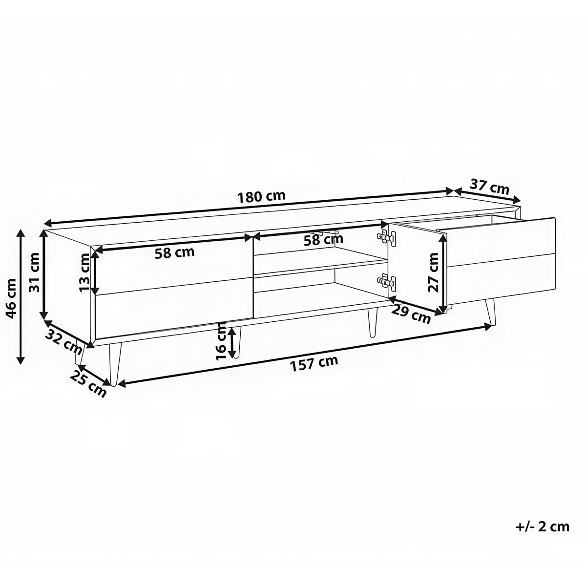 TV-MÖBEL Hellbraun Silverton - Hellbraun/Schwarz, Holzwerkstoff (180/46/37cm) - Beliani