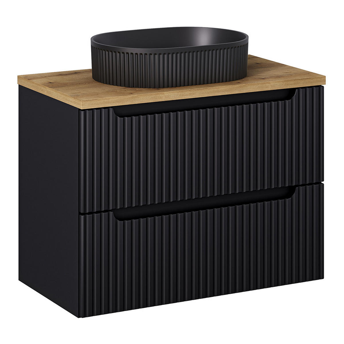 WASCHTISCH Newport-56 - Schwarz, Holzwerkstoff (80/71/40cm) - Lomado