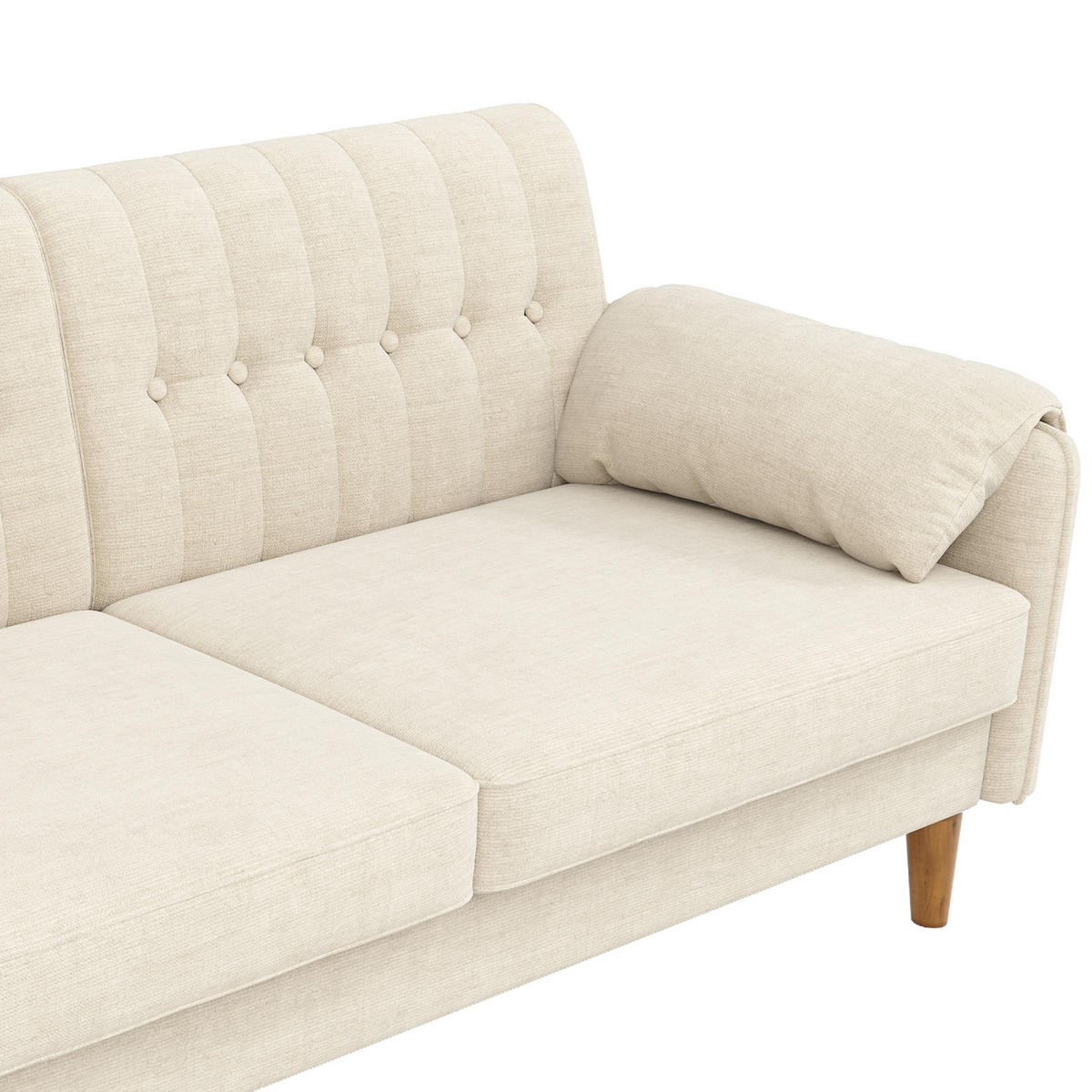 SOFA 2-Sitzer, Beige, Chenille, Stepplehne, Seitentaschen - Beige, Textil (79/85.5/161.5cm)