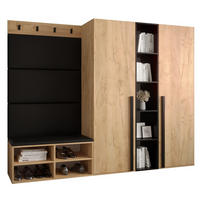 GARDEROBEN-SET 214/184/42 - Eichefarben/Schwarz, Holz/Kunststoff (214/184/42cm) - MÖBEL KRYSPOL