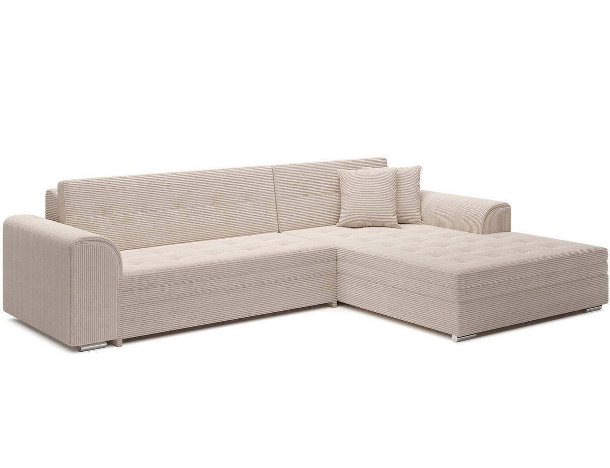 ECKSOFA SORENTO mit Schlaffunktion & Delfin-Mechanismus – Wohnlandschaft in L-Form 296 cm - Beige, Kunststoff (296/78cm) - Wohnideebilder