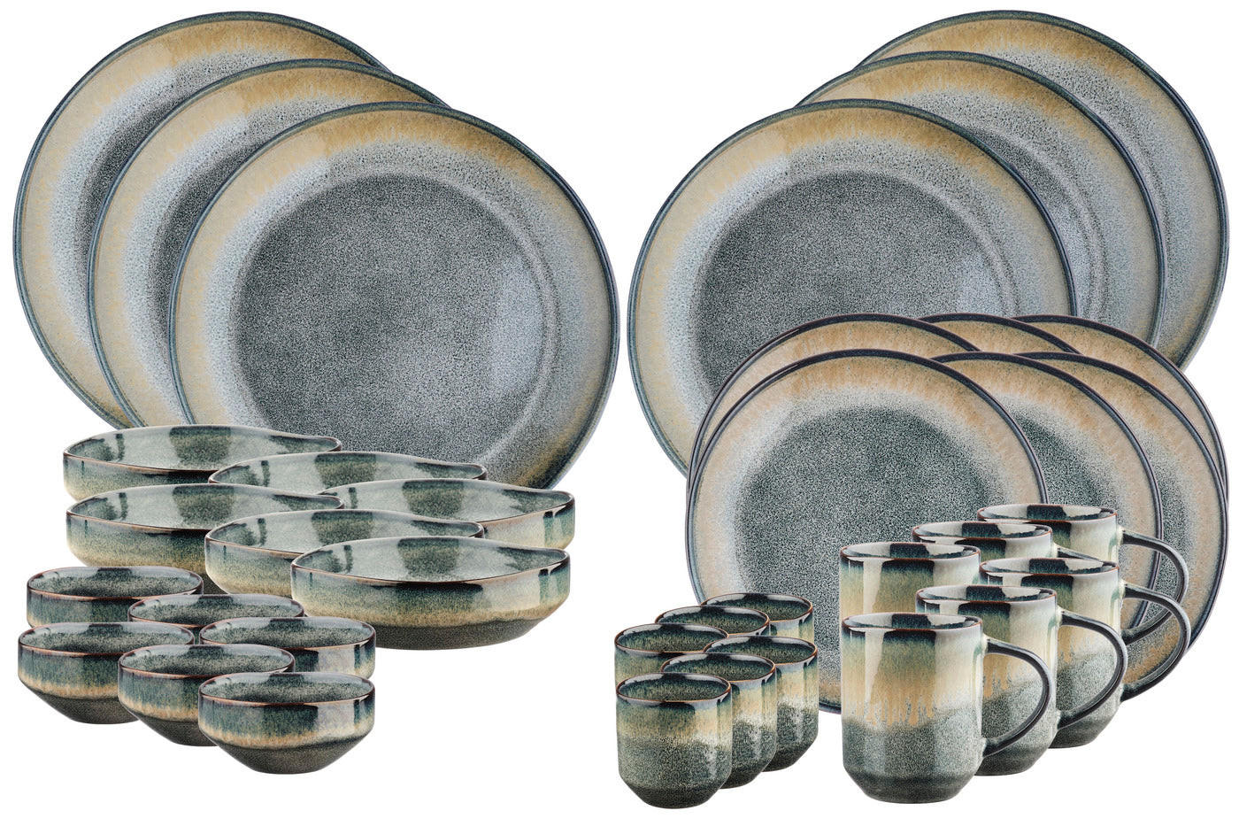 KOMPLETTSERVICE Genesis - 36er-Set - Erde - Grau, Keramik (1/1/1cm) - Björn