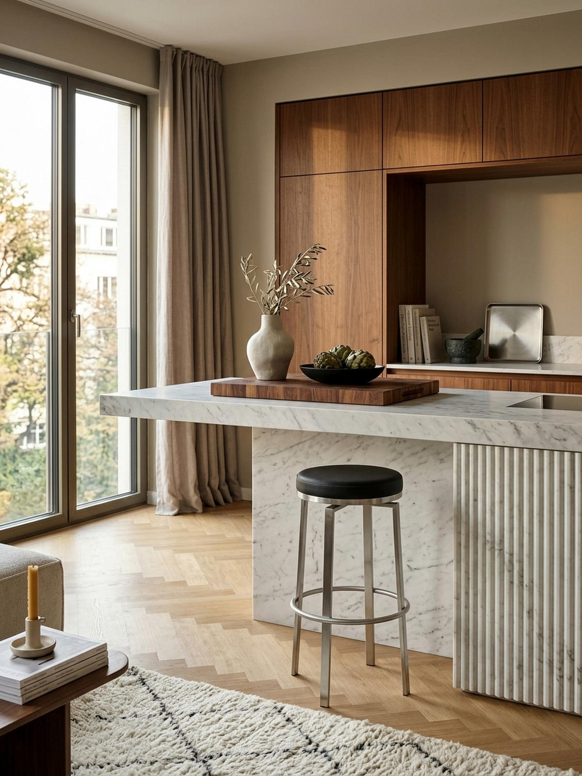 BARHOCKER – Edelstahl, drehbar, gepolsterte Sitzfläche, 76 cm - Silberfarben/Schwarz, Kunststoff/Textil (42/76/42cm) - KADIMA DESIGN