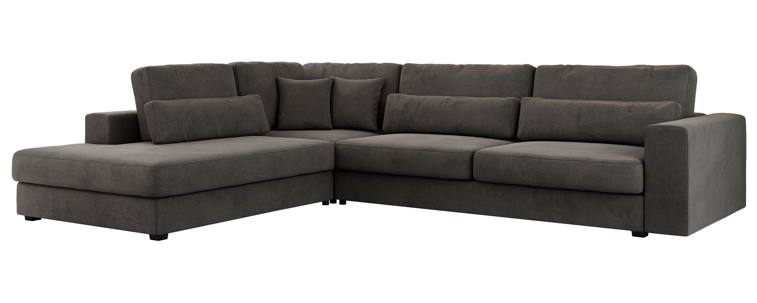 ECKSOFA Savona Dunkelgrau Velvet - links - Dunkelgrau/Schwarz, Kunststoff/Textil (316/249cm) - MKS