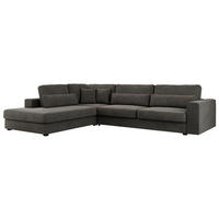 ECKSOFA Savona Dunkelgrau Velvet - links - Dunkelgrau/Schwarz, Kunststoff/Textil (316/249cm) - MKS