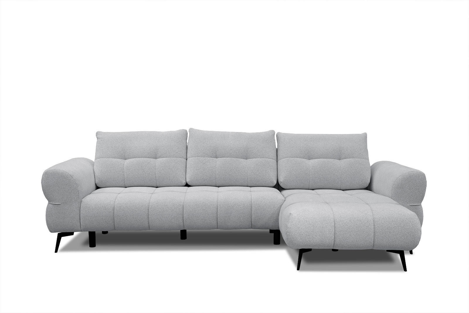 ECKSOFA SALVINI 4-Sitzer, hellgrau - Hellgrau/Schwarz, Holzwerkstoff/Textil (292/158cm) - Courtois Laville