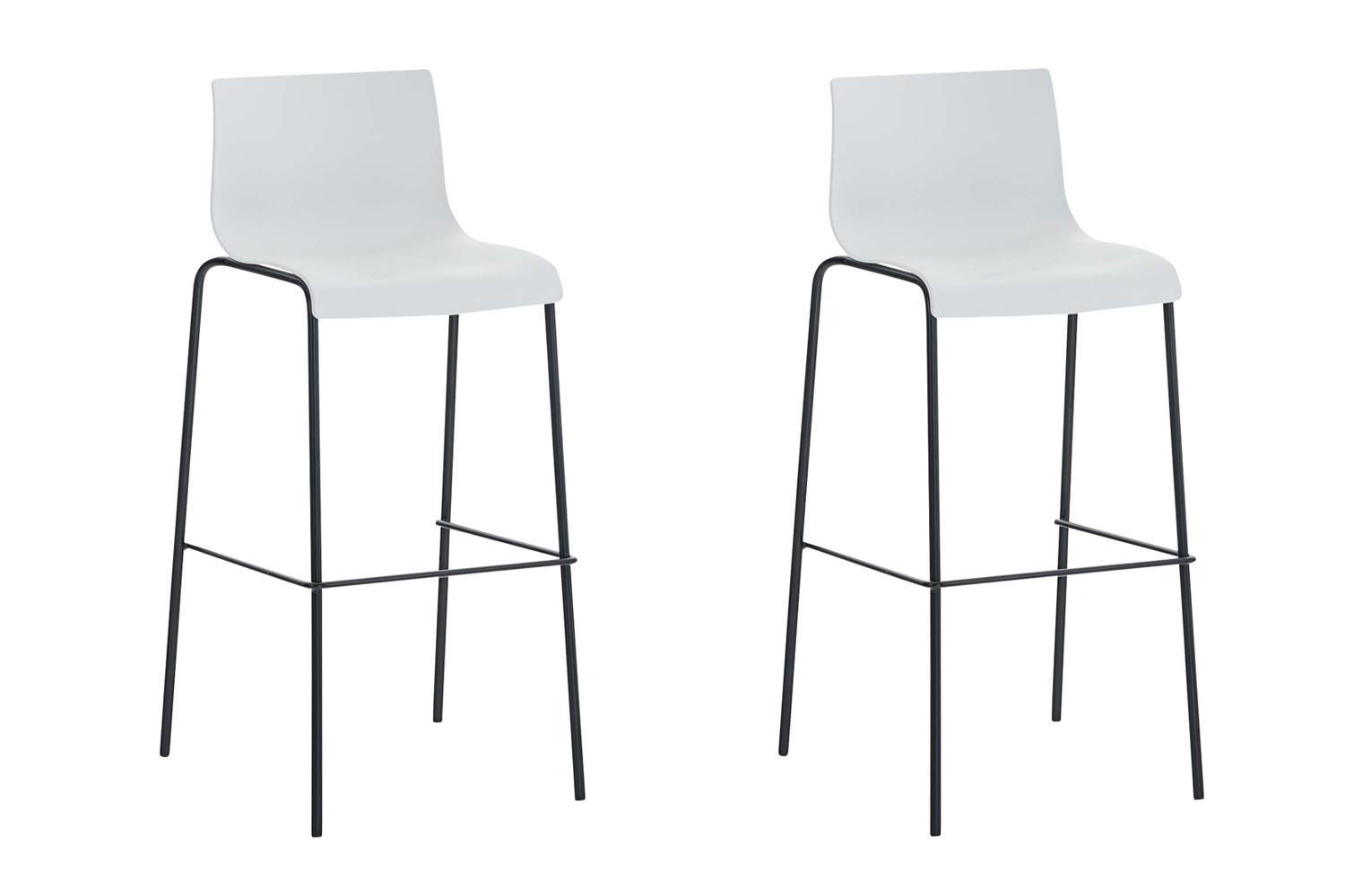BARHOCKER 2er Set Kunststoff weiß - Schwarz/Weiß, Kunststoff/Metall (43/100/48cm) - CLP