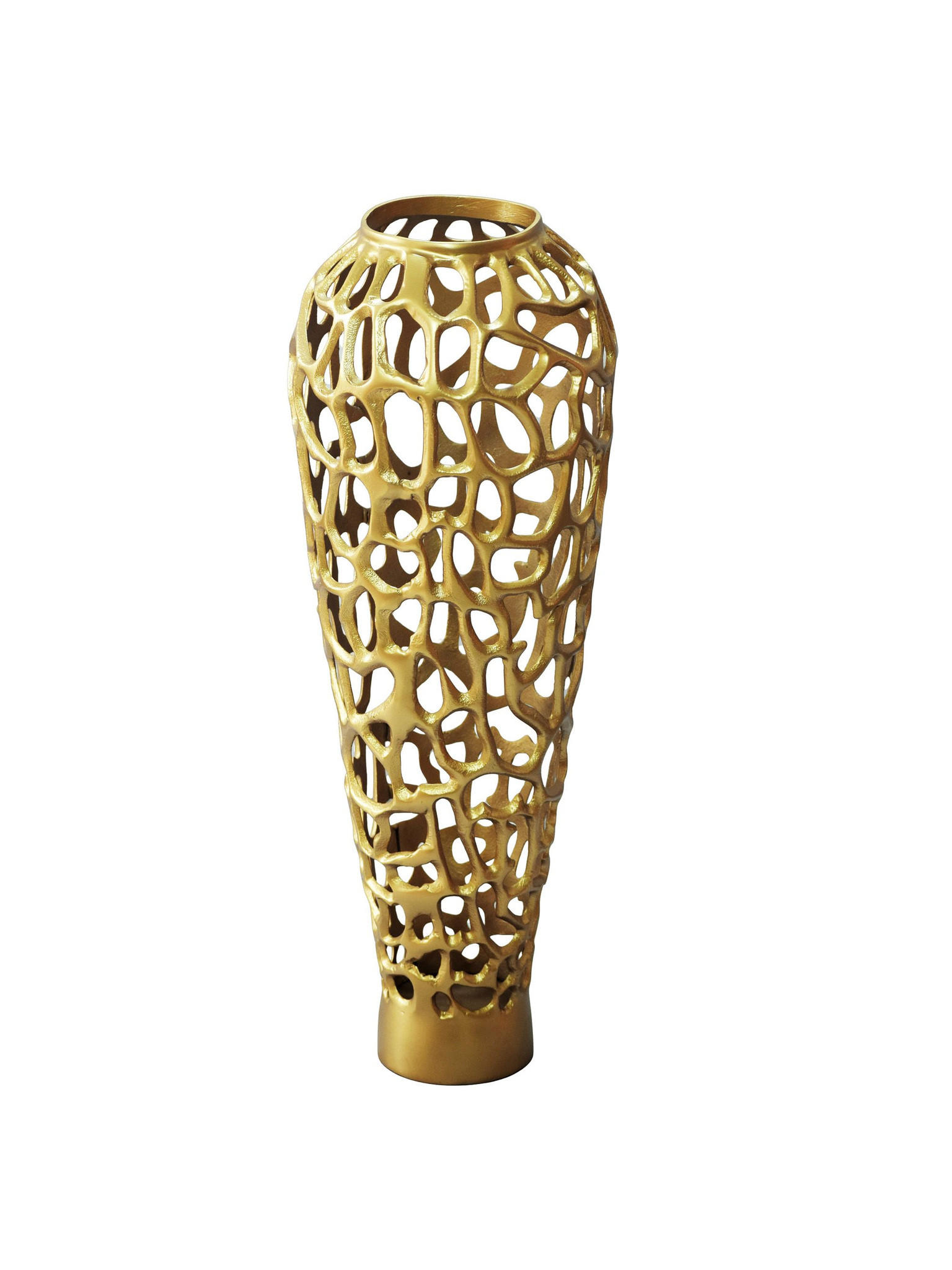 BODENVASE ASTLUX, Aluminium, handgefertigt, Gold, Ø 31 x 85 cm - Goldfarben, Metall (85cm) - KADIMA DESIGN