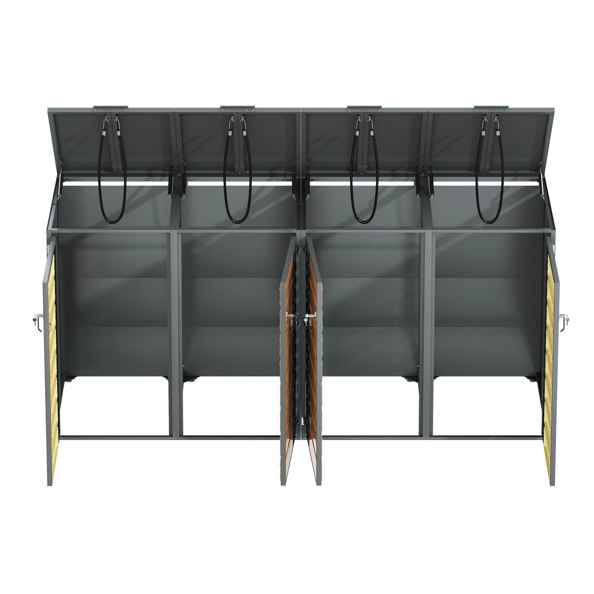MÜLLTONNENBOX Vier Türen Holzmaserung/Grau - Braun, Metall (132/108/80cm) - ComfortXL