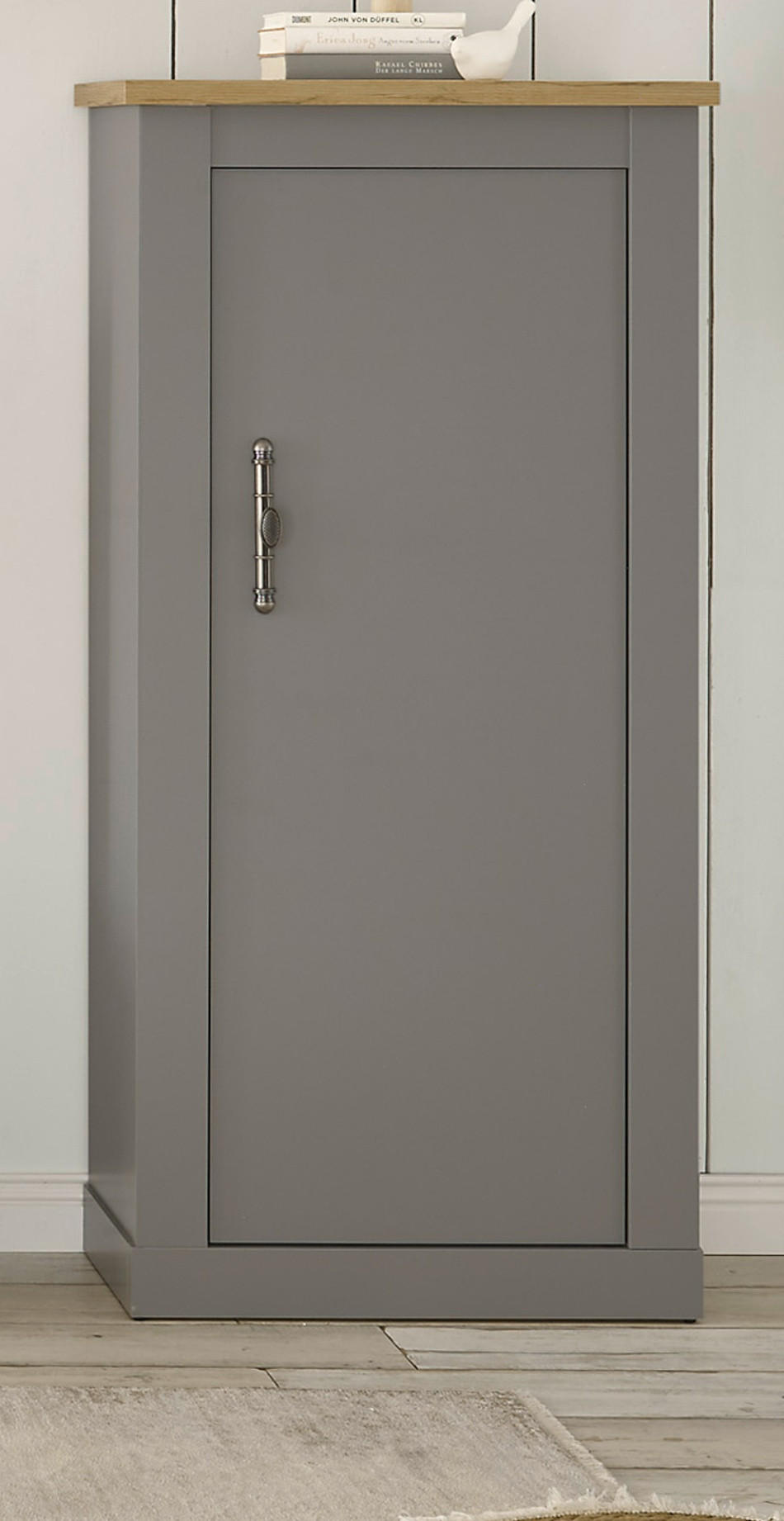 KOMMODE grau, Artisan Eiche 68 cm , Highboard im Landhaus-Stil - Silberfarben/Hellgrau, Holzwerkstoff/Metall (68/142/37cm) - Furn.Design