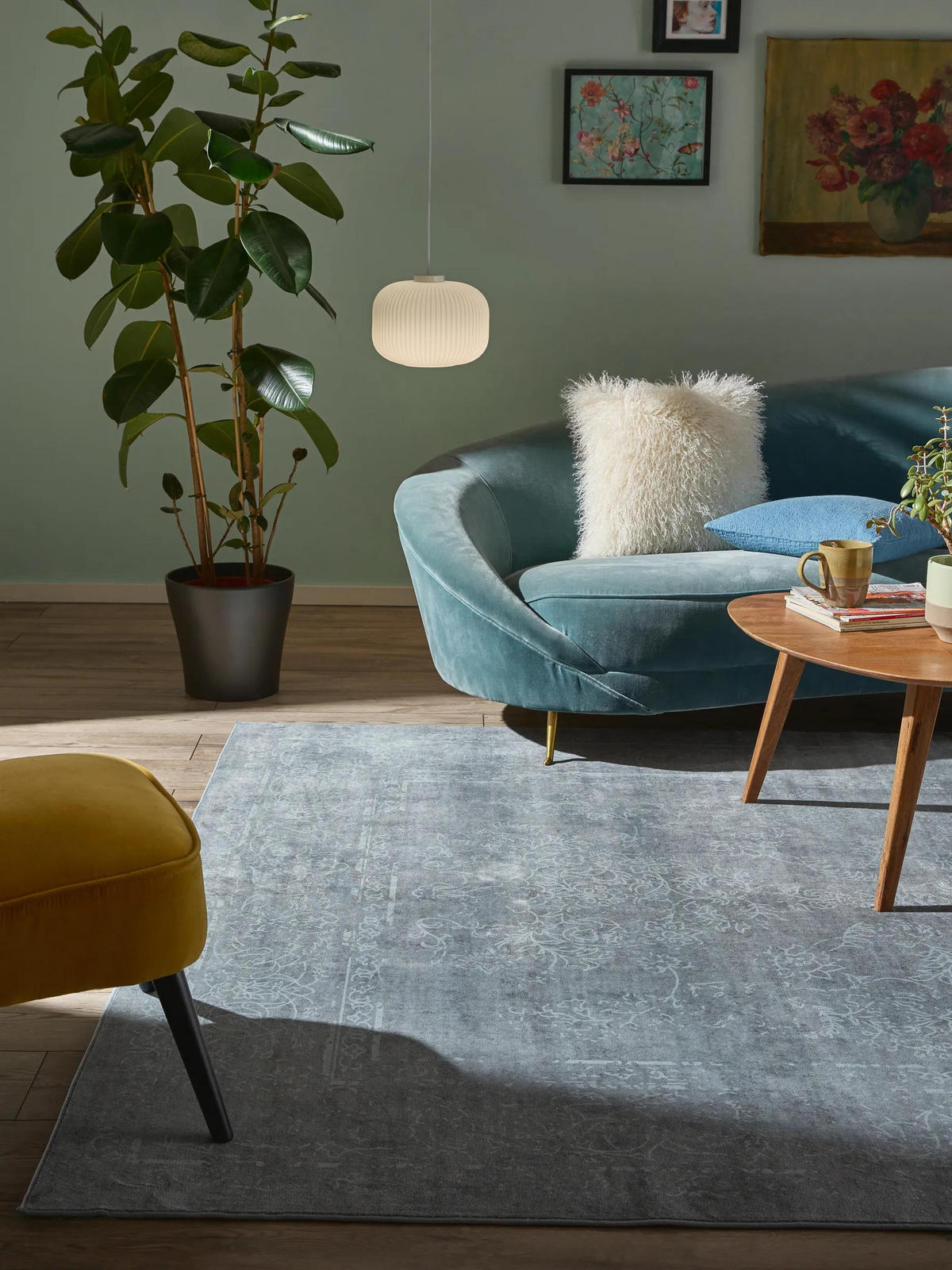 VINTAGE-TEPPICH Miray waschbar 120/170 cm - Creme/Grau, Kunststoff (120/170cm) - benuta Nest