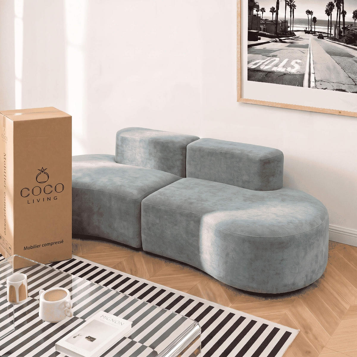 SOFA Lounge Salbei 2-Sitzer - Salbeigrün, Textil (240/75/102cm) - COCO Living