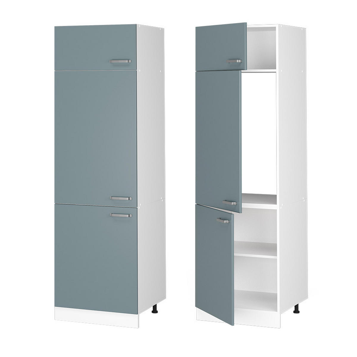 KÜHLUMBAUSCHRANK R-Line Blau-Grau 60 cm - Blaugrau/Weiß, Holzwerkstoff (60/206.8/57.2cm) - Vicco