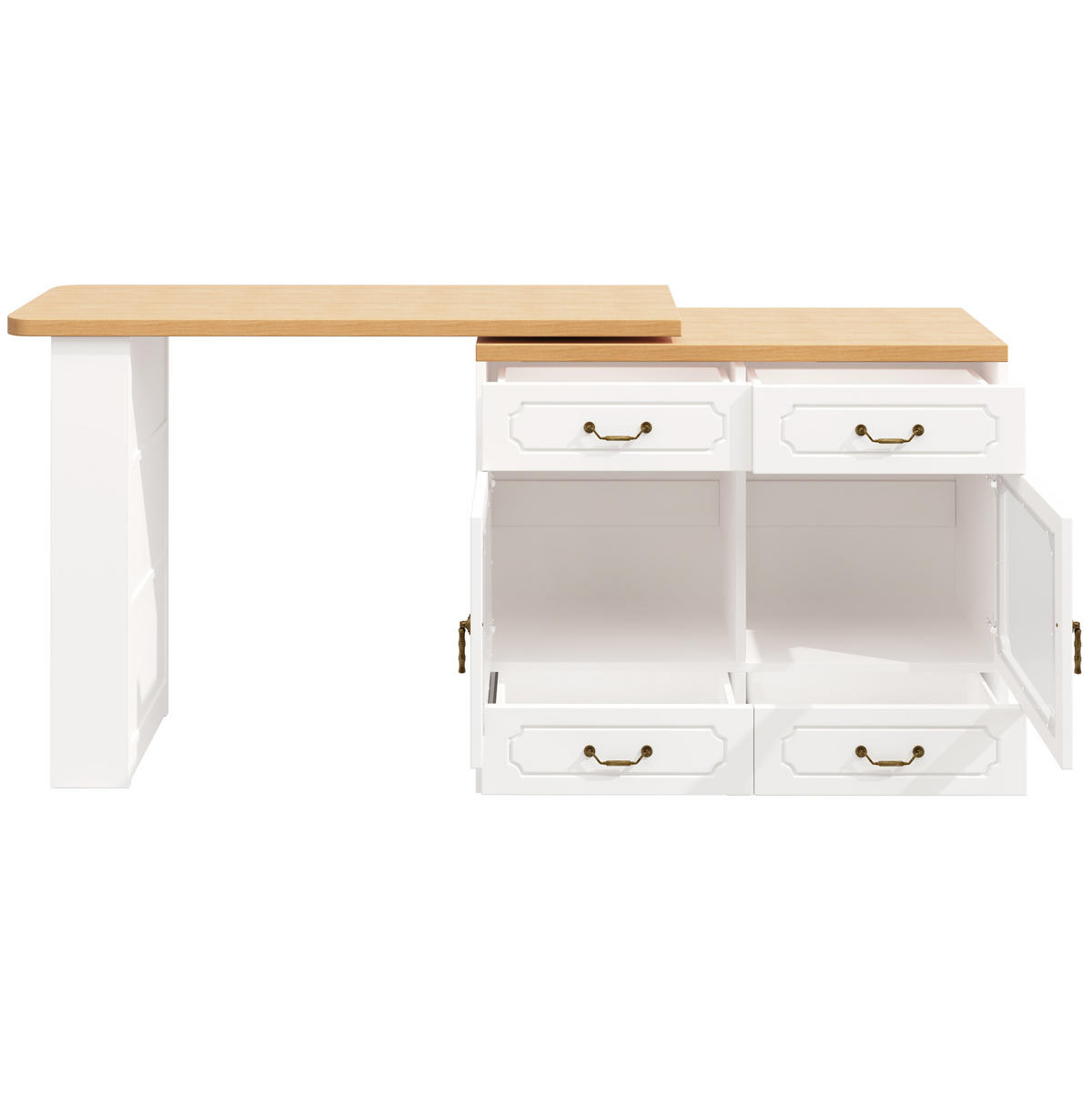 BARTISCH 135-203/39/92,8 cm mit LED und Stauraum, drehbar - Naturfarben, Holzwerkstoff (39/203/92cm) - BEAOK