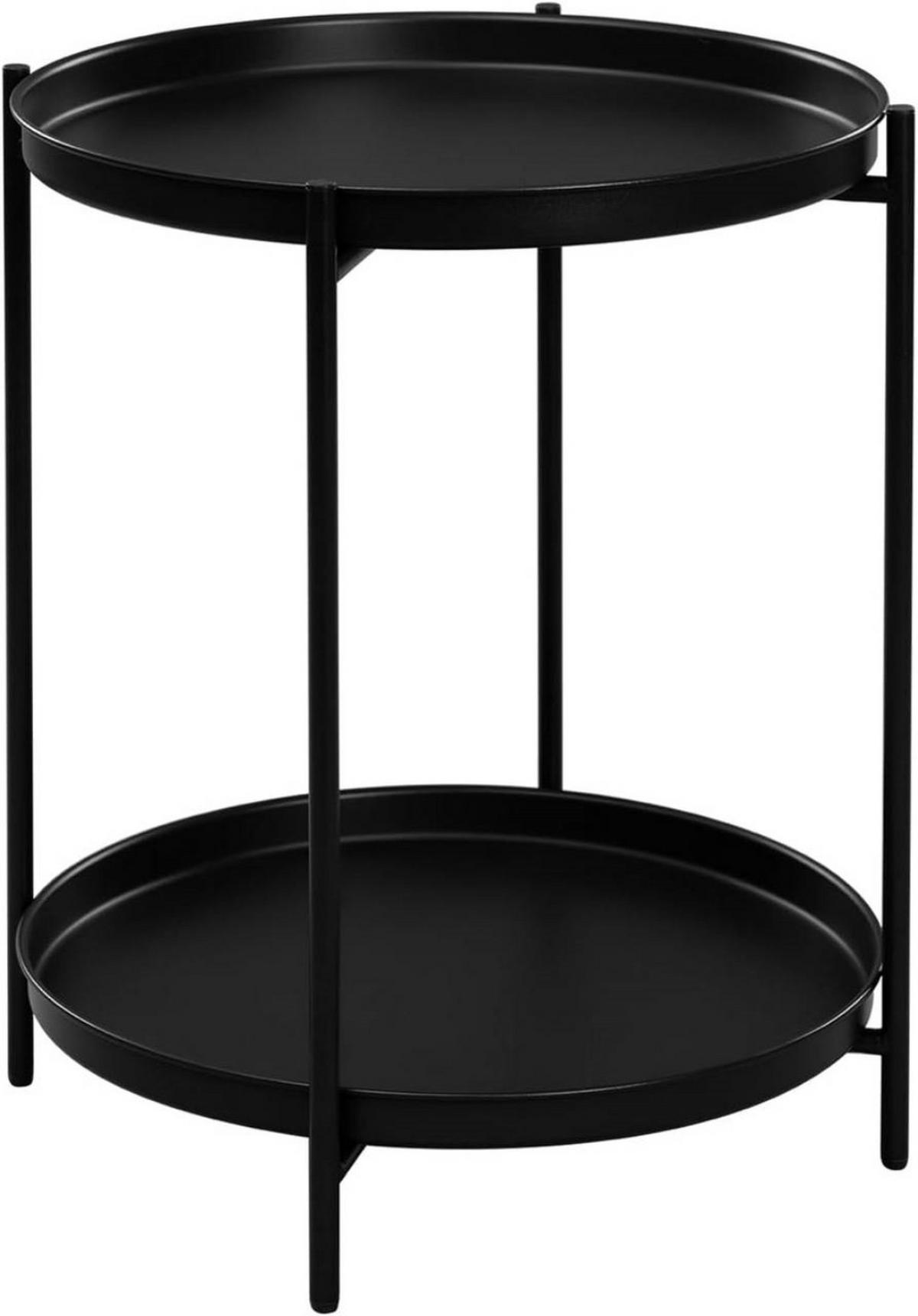 COUCHTISCH rund, mit Stauraum, Metall, Schwarz - Schwarz, Metall (44/44/53cm) - Woltu