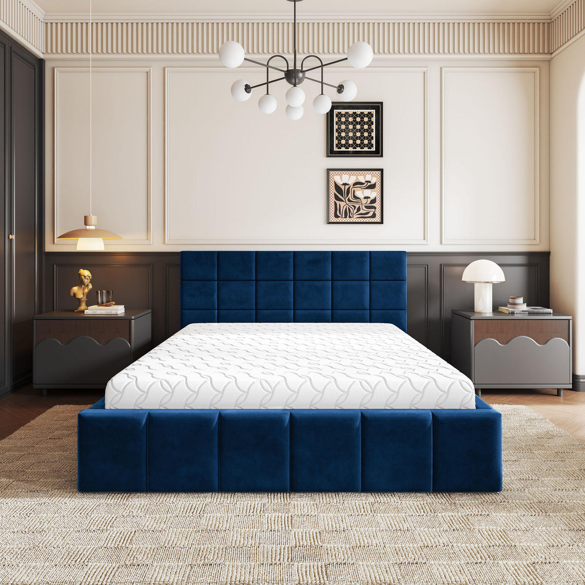 POLSTERBETT VERTO K 120x200 cm mit Bettkästen - Blau - Blau, Holz/Textil - MASSENO