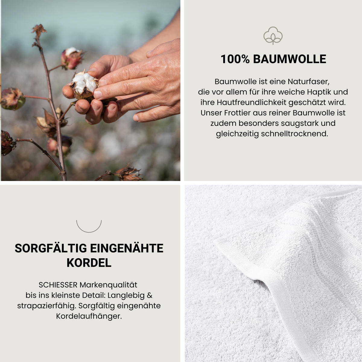 GÄSTETUCHSET Milano - 5-teilig - 30 x 50 cm - Weiß - Weiß, Textil (30/50cm) - SCHIESSER