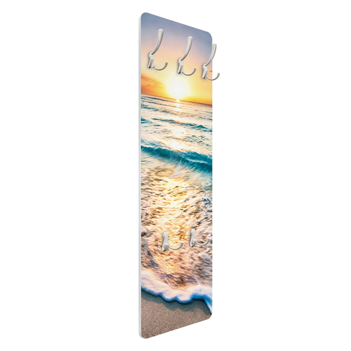 WANDGARDEROBE - Sonnenuntergang am Strand 34/105 cm - Blau, Holzwerkstoff (34/105/1.6cm) - Bilderwelten