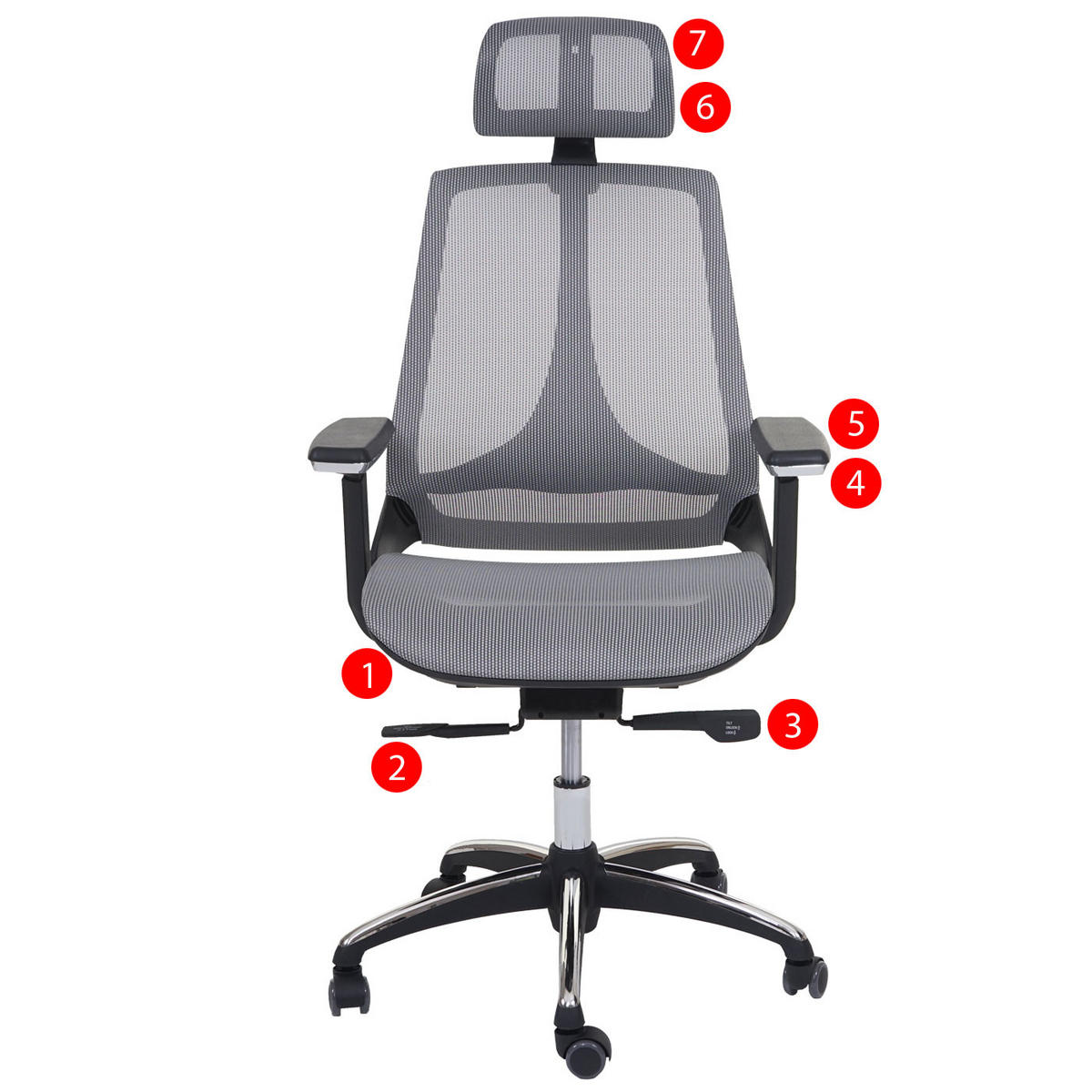 BÜROSTUHL Grau, Grau - Grau, Textil (65/120/60cm) - MCW
