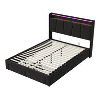 POLSTERBETT Schubladenbett Grau 140x200 cm mit 2 Schubladen - Grau, Holz/Metall (140/200cm) - PARAFTA HOME