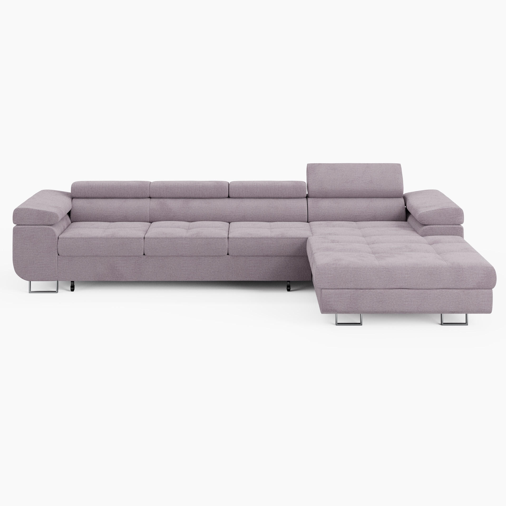 ECKSOFA VEMO CORE PLUS Rechts Hellrosa Velours-Stoff mit Schlaffunktion und Bettkasten - Pink, Holz/Metall (350/205cm) - Barchello