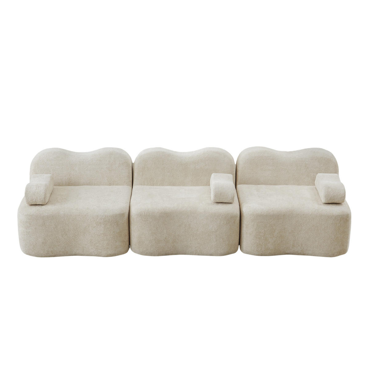 3-SITZER Sofa mit tiefer Sitzfläche, Wellenform und Samtbezug, Beige - Beige, Textil (288/70/98cm) - Redom