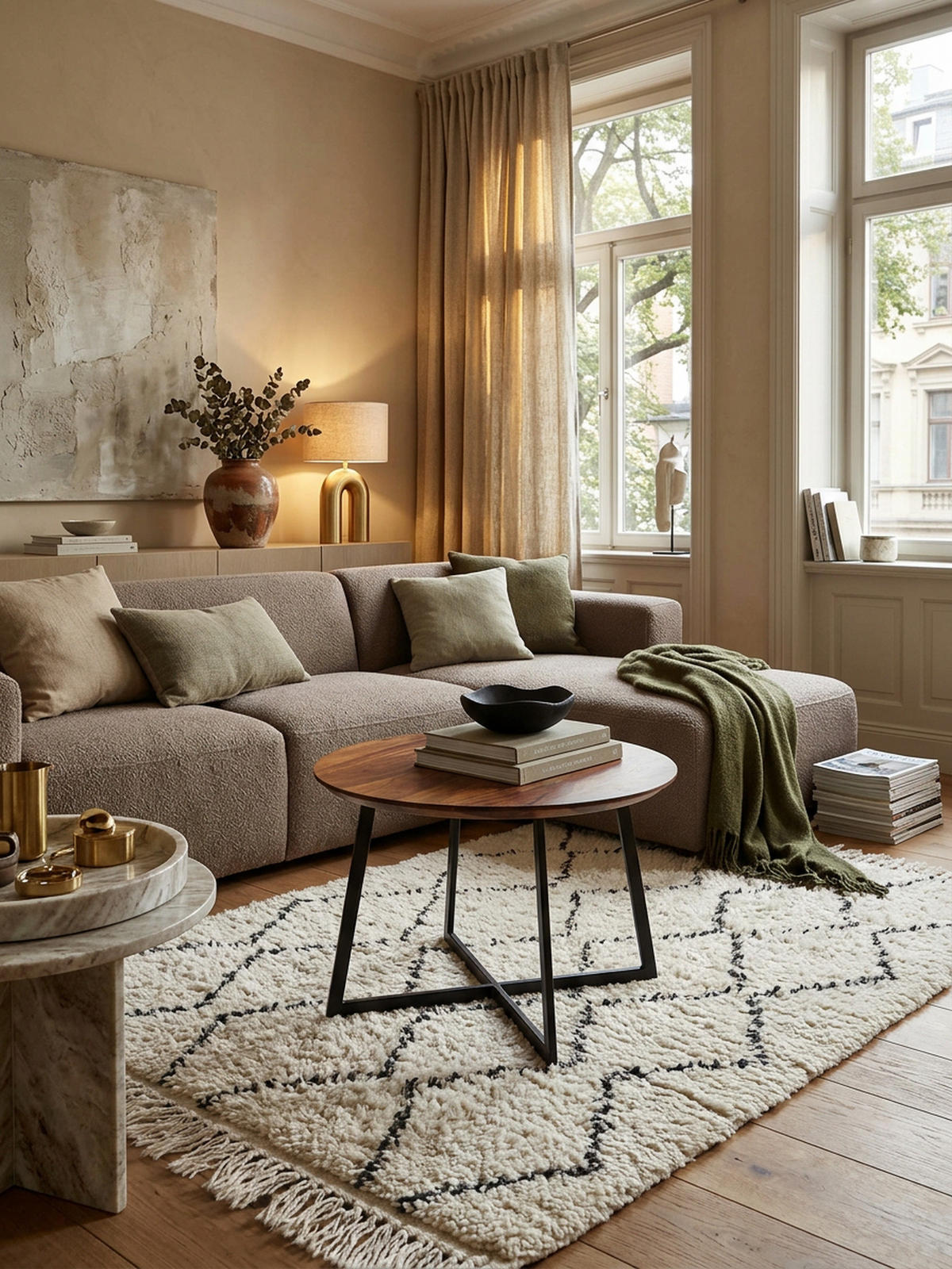 COUCHTISCH Rund, Sheesham Massivholz, Modernes Design, Maße 60x60x45 cm - Schwarz/Braun, Holz/Metall (60/60/45cm) - KADIMA DESIGN