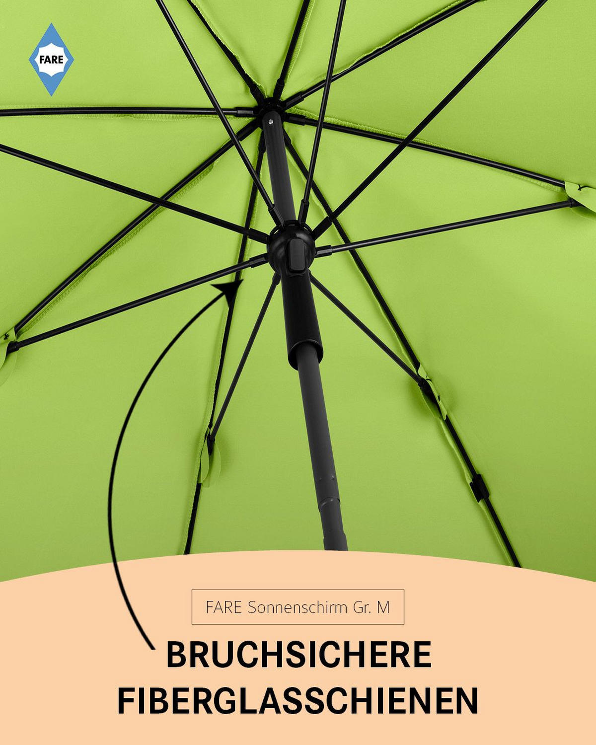 SONNENSCHIRM 180/180/127 cm - Grün, Kunststoff (180/180cm) - FARE