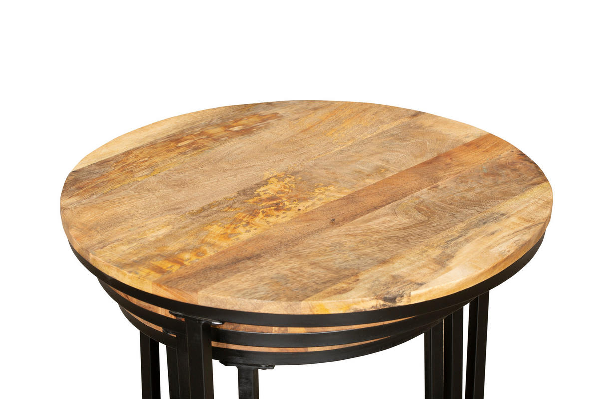 BEISTELLTISCH Heinz 3er Set Mangoholz Braun 50x60x60cm - Braun, Holz (60/60/50cm) - DELUKE