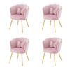 STUHL SET 4-TEILIG Samt Polster Blütenblatt-Rücken Goldfüße & Kissen Rosa - Pink, Holz (62/43/54cm) - FLIEKS