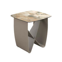BEISTELLTISCH quadratisch Beige Braun Taupé 50/50/50 cm - Beige, Stein/Metall (50/50/50cm) - ANGEL CERDA