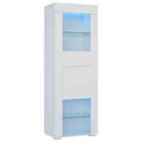 VITRINE weiß aus MDF mit Acryltür, verstellbaren Glasböden und App-gesteuerter LED-Beleuchtung 60 × 40 × 170 cm - Weiß, Holzwerkstoff (60/170/40cm) - Luhomfu