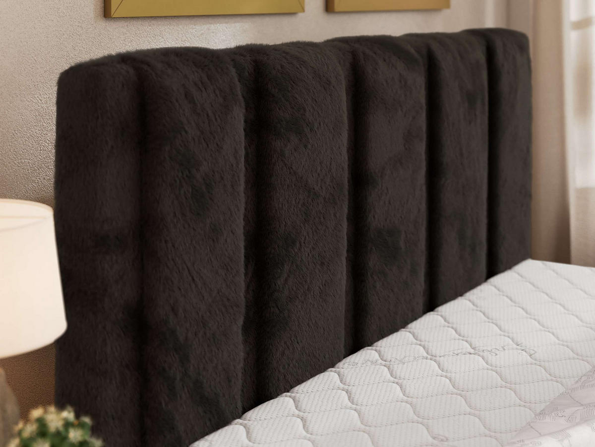 ČALOUNĚNÁ POSTEL SAVINO CLASSIC 200/200 - Černá Plyš - s taštičkovou matrací - černá, textil/plast (200/200cm) - MKS