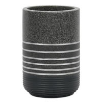 BECHER und Zahnbürstenhalter aus Polyresin 7/7/11 cm - Anthrazit, Kunststoff (7/11/7cm) - 5five Simply Smart
